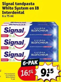 Kruidvat Signal tandpasta White System en I8 Interdental aanbieding
