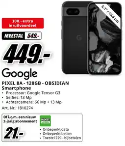 MediaMarkt PIXEL 8A-128GB - OBSIDIAN Smartphone aanbieding