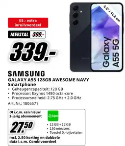 MediaMarkt SAMSUNG GALAXY A55 128GB AWESOME NAVY Smartphone aanbieding
