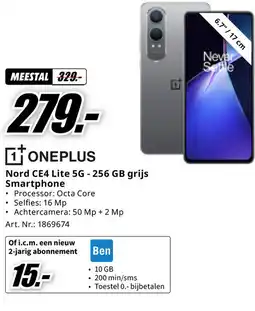 MediaMarkt ONEPLUS Nord CE4 Lite 5G - 256 GB grijs Smartphone aanbieding