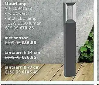 Zelfbouwmarkt Muurlamp, Met Sensor, Lantaarn aanbieding