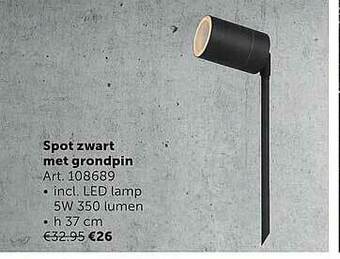 Zelfbouwmarkt Spot Zwart Met Grondpin aanbieding