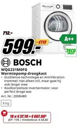 MediaMarkt BOSCH WQG231M0FG Warmtepomp droogkast aanbieding