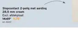 GAMMA Stopcontact 2-polig met aarding 28,5 mm cream aanbieding