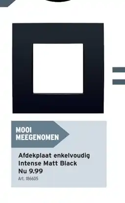 GAMMA Afdekplaat enkelvoudig Intense Matt Black aanbieding