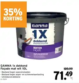 GAMMA GAMMA 1x dekkend Façade mat wit 10L aanbieding