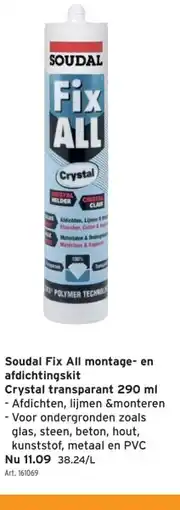 Soudal Fix All montage- en afdichtingskit Crystal transparant 290 ml