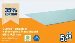 GAMMA Gyproc gipsplaat waterwerend Handyboard dikte 9,5 mm aanbieding