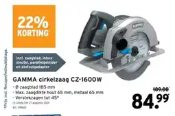GAMMA GAMMA cirkelzaag CZ-1600W aanbieding