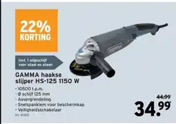 GAMMA GAMMA haakse slijper HS-125 1150 W aanbieding
