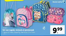 Lidl Set van rugzak, turnzak en pennenzak aanbieding