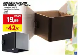 Hubo DRAADLOZE WANDLAMP MET SENSOR “ISEO” 300 lm aanbieding