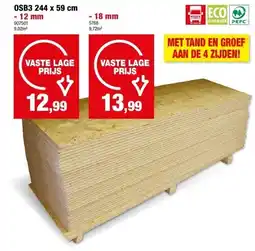 Hubo OSB3 244 x 59 cm - 12 mm aanbieding