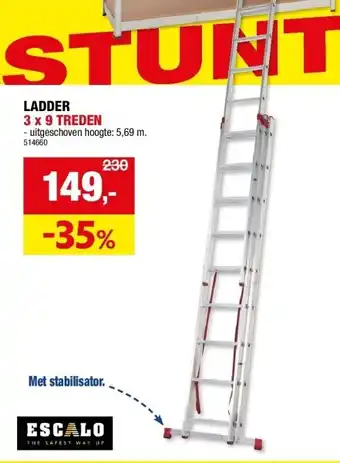 Hubo LADDER 3 x 9 TREDEN aanbieding