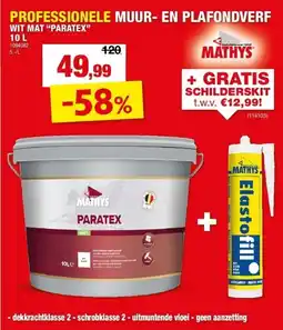 Hubo PROFESSIONELE MUUR- EN PLAFONDVERF WIT MAT “PARATEX” aanbieding