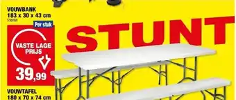 Hubo VOUWBANK 183 x 30 x 43 cm aanbieding