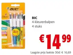 Colruyt BIC 4-kleurenbalpen 4 stuks aanbieding