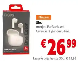 Colruyt Sbs oortjes Earbuds wit aanbieding