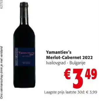 Colruyt Yamantiev's Merlot-Cabernet 2022 aanbieding