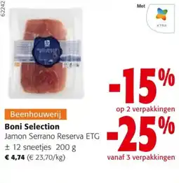 Colruyt Boni Selection Jamon Serrano Reserva ETG 200g aanbieding