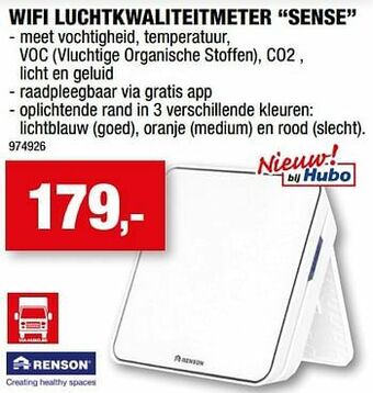 Hubo Wifi luchtkwaliteitmeter sense aanbieding