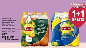Delhaize Lipton ice tea perzik, niet-bruisend, 100% gerecycleerd plastic aanbieding