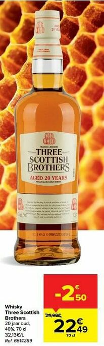 Carrefour Whisky three scottish brothers aanbieding