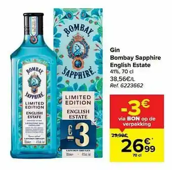 Carrefour Gin bombay sapphire english estate aanbieding