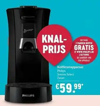Delhaize Koffiezetapparaat philips senseo select zwart aanbieding