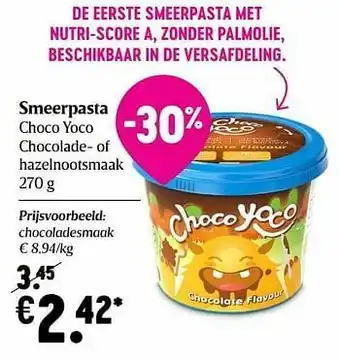 Delhaize Smeerpasta choco yoco chocoladesmaak aanbieding