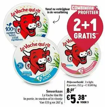 Delhaize Smeerkaas la vache qui rit light aanbieding
