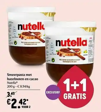 Smeerpasta met hazelnoten en cacao nutella