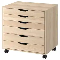 Alex Ladeblok op wielen, wit gelazuurd/eikenpatroon, 67x66 cm