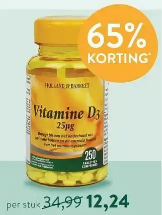 Holland & Barrett Vitamine d3 25ug aanbieding