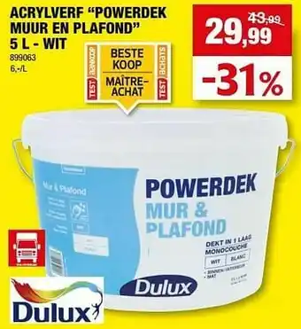 Hubo Acrylverf powerdek muur en plafond wit aanbieding