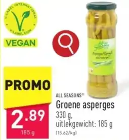 ALDI ALL SEASONS Groene asperges 185g aanbieding