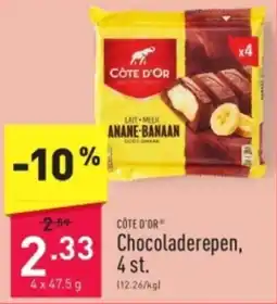 ALDI CÔTE D'OR Chocoladerepen, 4 x 47.5g aanbieding