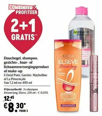 Delhaize Shampoo dream long, elsève aanbieding