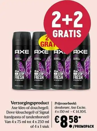 Delhaize Deodorant, axe excite aanbieding
