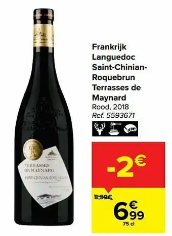 Carrefour Frankrijk languedoc saint-chinianroquebrun terrasses de maynard rood aanbieding