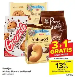 Carrefour Koekjes Mulino Bianco en Pavesi aanbieding