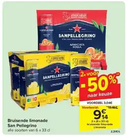 Carrefour Bruisende limonade San Pellegrino aanbieding