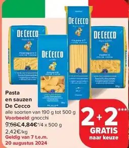Carrefour Pasta en sauzen De Cecco aanbieding