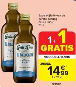 Carrefour Extra olijfolie van de eerste persing Costa d’Oro aanbieding