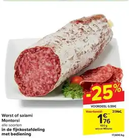 Carrefour Worst of salami Montorsi aanbieding