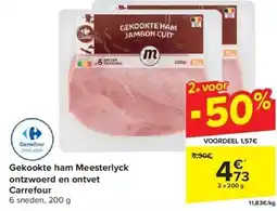 Carrefour Gekookte ham Meesterlyck ontzwoerd en ontvet Carrefour aanbieding