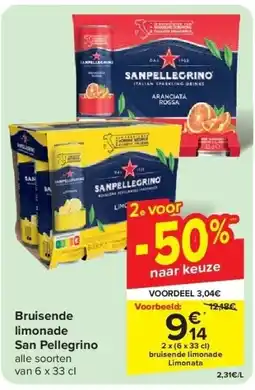 Carrefour Bruisende limonade San Pellegrino aanbieding