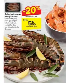 Carrefour Ontdooide rauwe hele garnalen aanbieding
