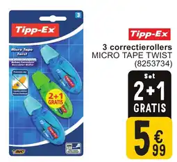 Cora Tipp-Ex 3 correctierollers MICRO TAPE TWIST aanbieding