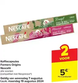 Carrefour Market Koffiecapsules Farmers Origins Nescafé aanbieding